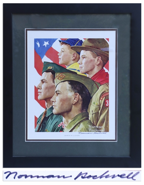 Norman Rockwell Signed Print of ''Growth of a Leader'' Showing the Progression of a Boy Scout from Cub Scout to Scoutmaster